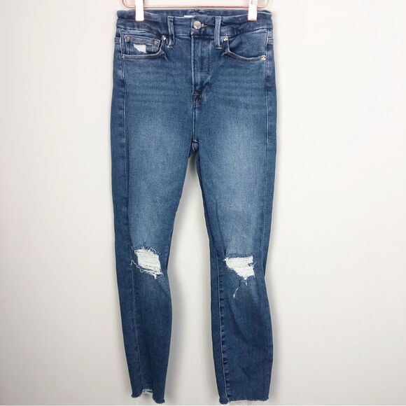 GOOD AMERICAN | Good Waist Distressed Stretchy Skinny Jeans Women’s Size 2 (26) - Picture 5 of 13